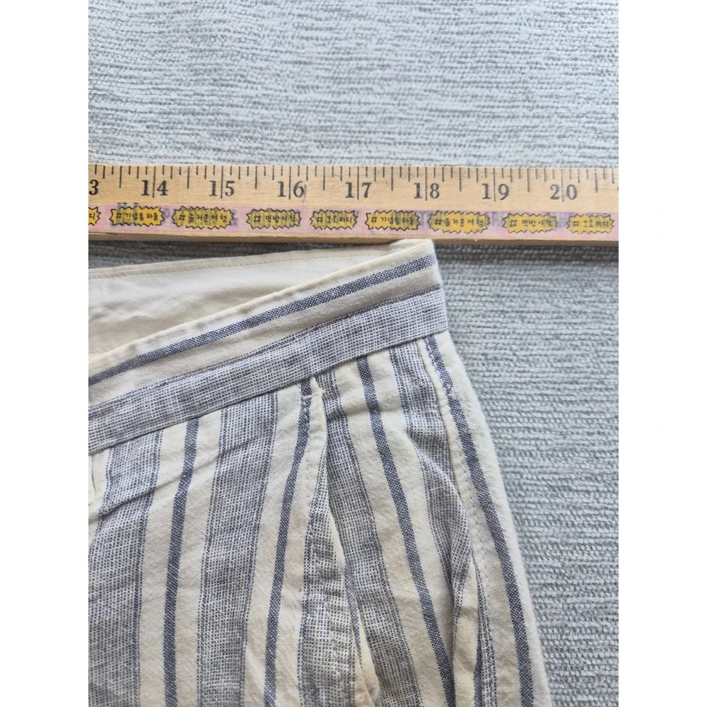 J. Crew Rivington Chino Shorts Mens 34 Blue White Striped Linen Flat Front